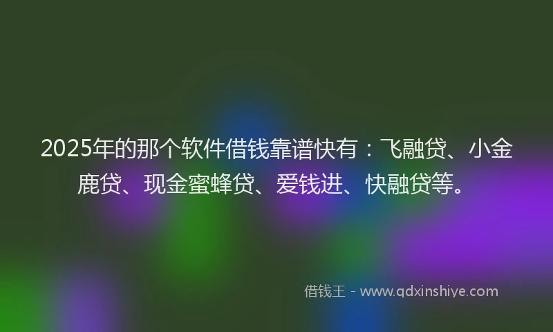 2025年的那个软件借钱靠谱快有：飞融贷、小金鹿贷、现金蜜蜂贷、爱钱进、快融贷等。