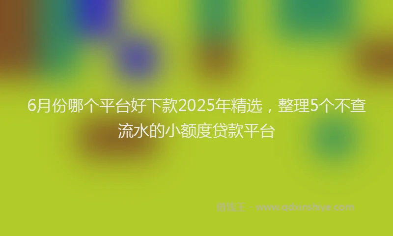 6月份哪个平台好下款2025年精选，整理5个不查流水的小额度贷款平台