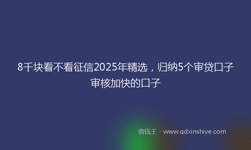 8千块看不看征信2025年精选，归纳5个审贷口子审核加快的口子