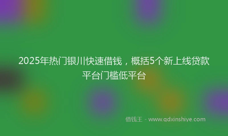 2025年热门银川快速借钱，概括5个新上线贷款平台门槛低平台