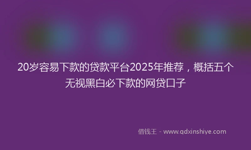 20岁容易下款的贷款平台2025年推荐，概括五个无视黑白必下款的网贷口子