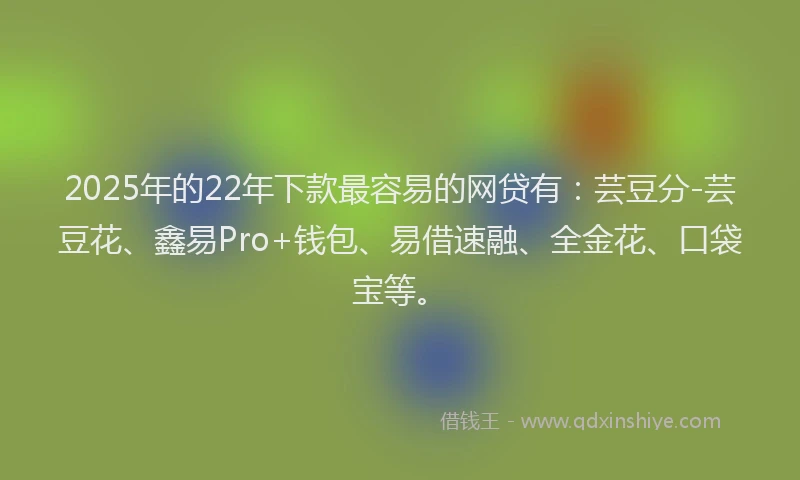 2025年的22年下款最容易的网贷有：芸豆分-芸豆花、鑫易Pro+钱包、易借速融、全金花、口袋宝等。