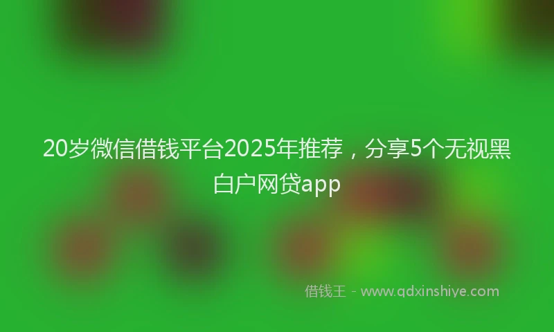 20岁微信借钱平台2025年推荐，分享5个无视黑白户网贷app