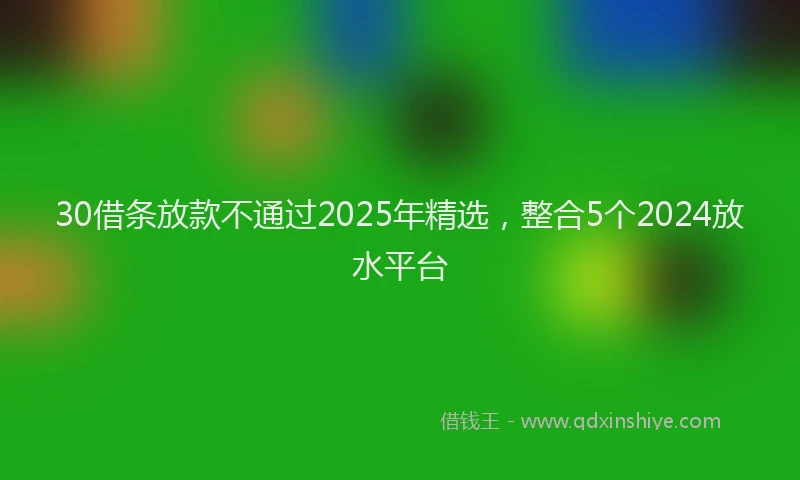 30借条放款不通过2025年精选，整合5个2024放水平台