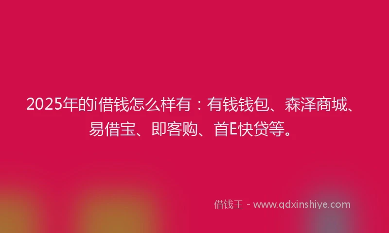 2025年的i借钱怎么样有：有钱钱包、森泽商城、易借宝、即客购、首E快贷等。
