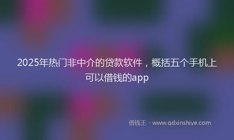 2025年热门非中介的贷款软件，概括五个手机上可以借钱的app