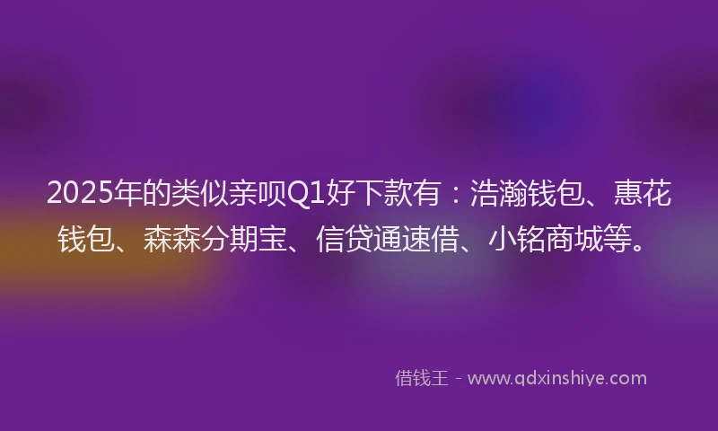 2025年的类似亲呗Q1好下款有：浩瀚钱包、惠花钱包、森森分期宝、信贷通速借、小铭商城等。