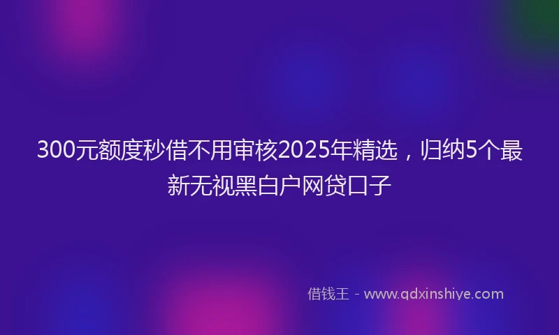 300元额度秒借不用审核2025年精选，归纳5个最新无视黑白户网贷口子