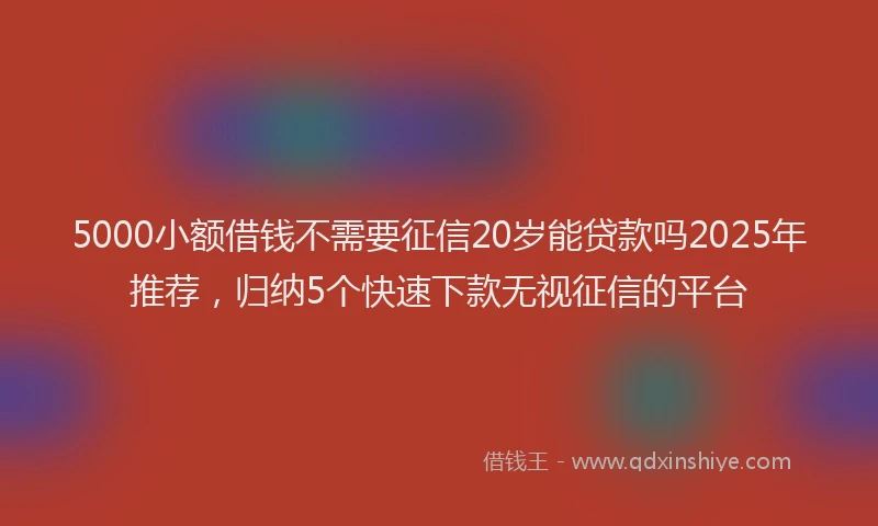 5000小额借钱不需要征信20岁能贷款吗2025年推荐，归纳5个快速下款无视征信的平台
