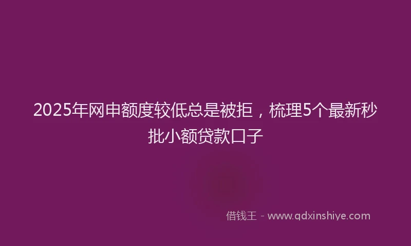 2025年网申额度较低总是被拒，梳理5个最新秒批小额贷款口子