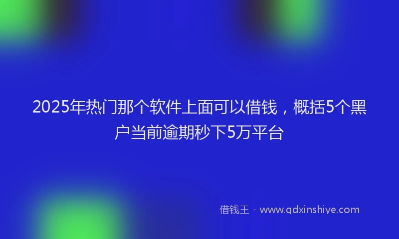 2025年热门那个软件上面可以借钱，概括5个黑户当前逾期秒下5万平台