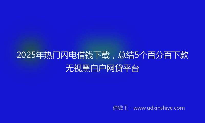 2025年热门闪电借钱下载，总结5个百分百下款无视黑白户网贷平台