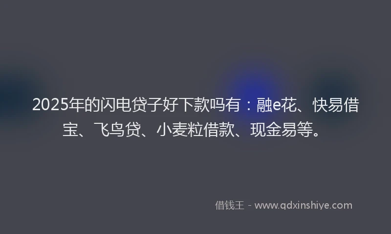 2025年的闪电贷子好下款吗有：融e花、快易借宝、飞鸟贷、小麦粒借款、现金易等。