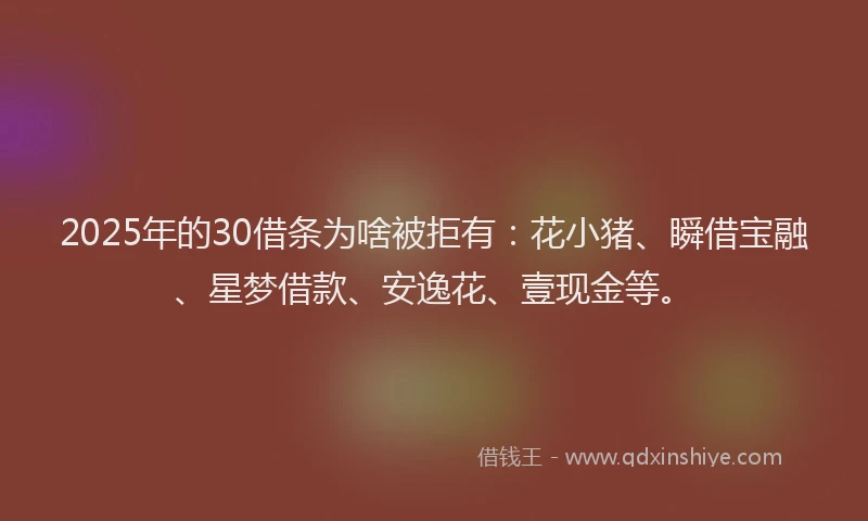 2025年的30借条为啥被拒有：花小猪、瞬借宝融、星梦借款、安逸花、壹现金等。
