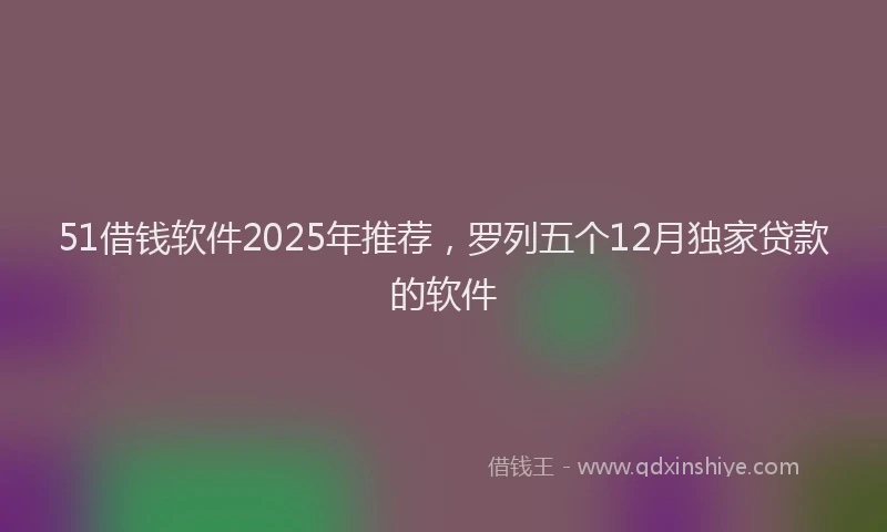 51借钱软件2025年推荐，罗列五个12月独家贷款的软件