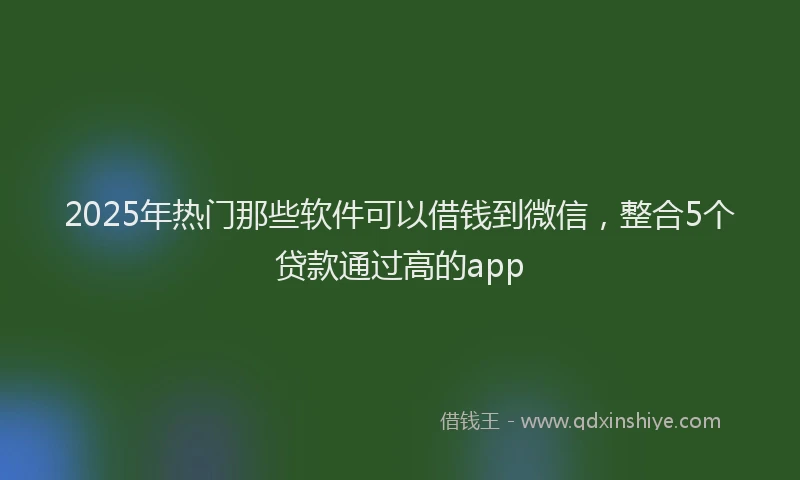 2025年热门那些软件可以借钱到微信，整合5个贷款通过高的app