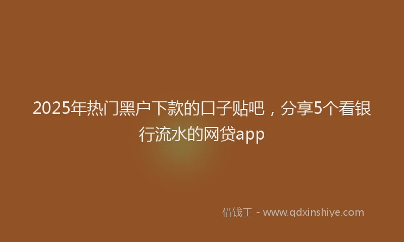 2025年热门黑户下款的口子贴吧，分享5个看银行流水的网贷app