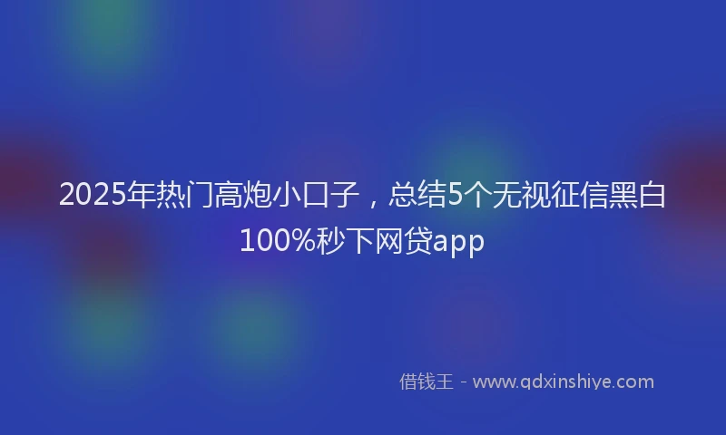 2025年热门高炮小口子，总结5个无视征信黑白100%秒下网贷app