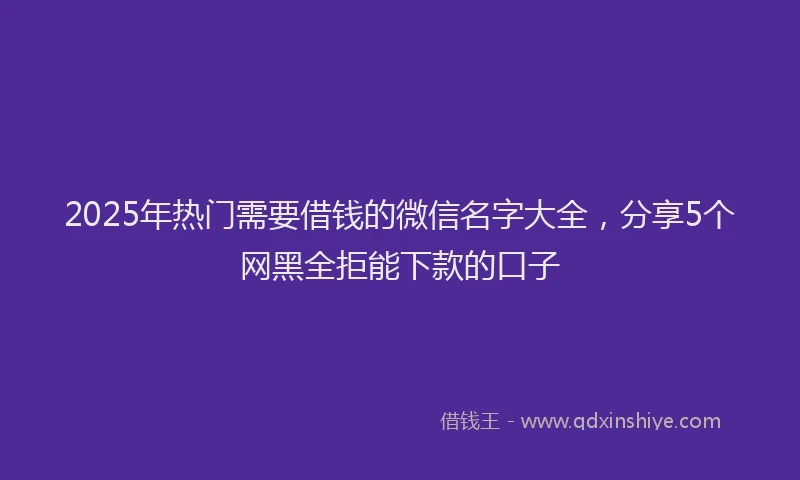 2025年热门需要借钱的微信名字大全,分享5个网黑全拒能下款的口子