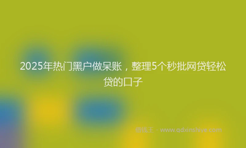 2025年热门黑户做呆账，整理5个秒批网贷轻松贷的口子