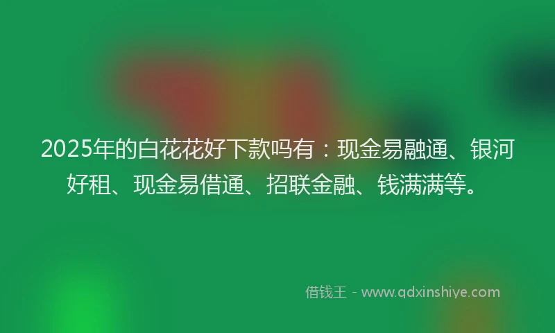 2025年的白花花好下款吗有：现金易融通、银河好租、现金易借通、招联金融、钱满满等。