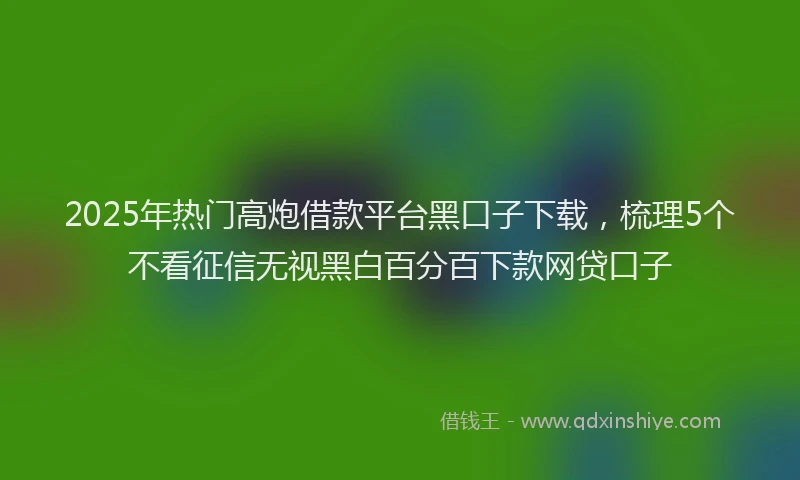 2025年热门高炮借款平台黑口子下载，梳理5个不看征信无视黑白百分百下款网贷口子