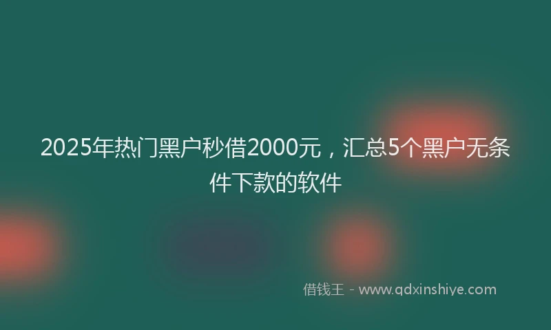 2025年热门黑户秒借2000元，汇总5个黑户无条件下款的软件