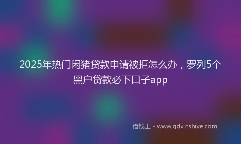 2025年热门闲猪贷款申请被拒怎么办,罗列5个黑户贷款必下口子app