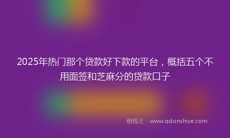 2025年热门那个贷款好下款的平台，概括五个不用面签和芝麻分的贷款口子