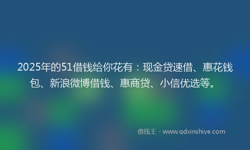 2025年的51借钱给你花有：现金贷速借、惠花钱包、新浪微博借钱、惠商贷、小信优选等。