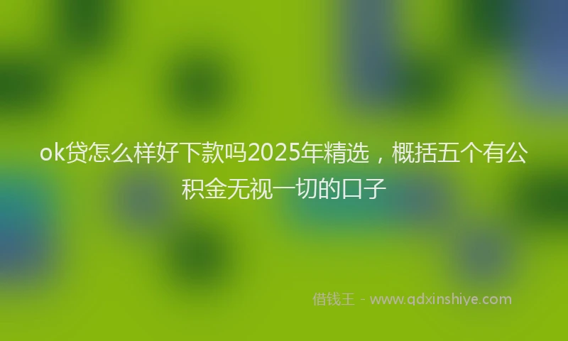 ok贷怎么样好下款吗2025年精选，概括五个有公积金无视一切的口子