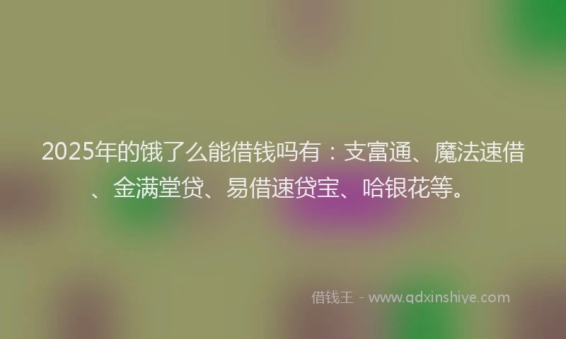 2025年的饿了么能借钱吗有：支富通、魔法速借、金满堂贷、易借速贷宝、哈银花等。