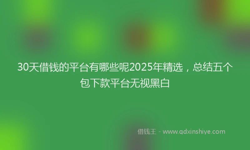 30天借钱的平台有哪些呢2025年精选，总结五个包下款平台无视黑白