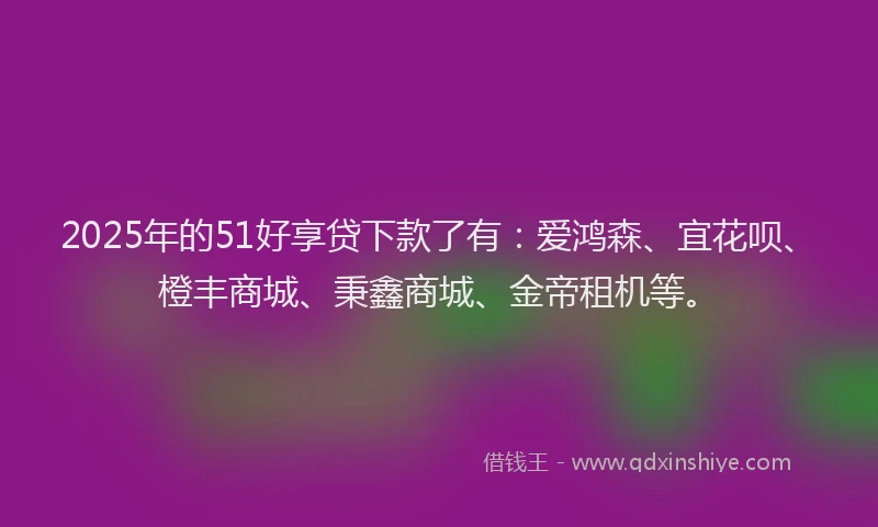 2025年的51好享贷下款了有：爱鸿森、宜花呗、橙丰商城、秉鑫商城、金帝租机等。