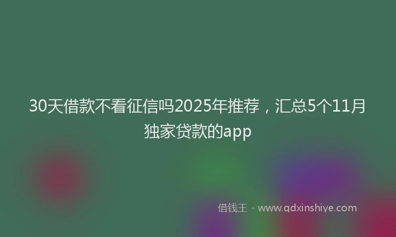 30天借款不看征信吗2025年推荐，汇总5个11月独家贷款的app