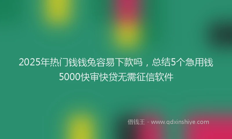 2025年热门钱钱兔容易下款吗，总结5个急用钱5000快审快贷无需征信软件