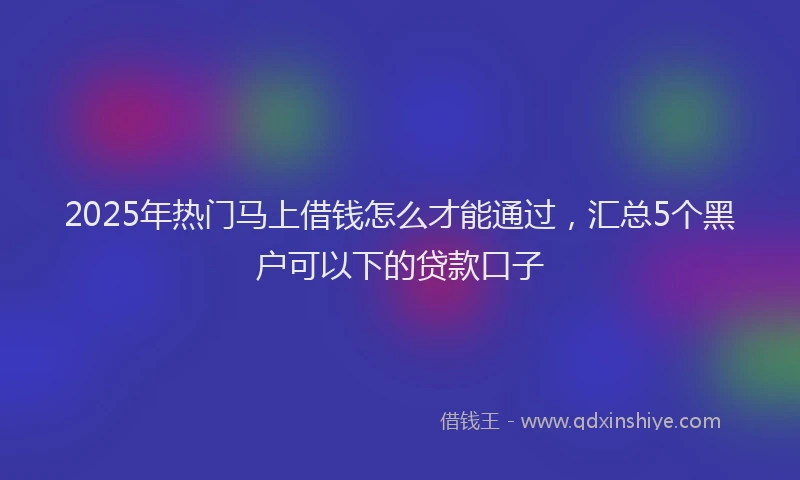 2025年热门马上借钱怎么才能通过，汇总5个黑户可以下的贷款口子