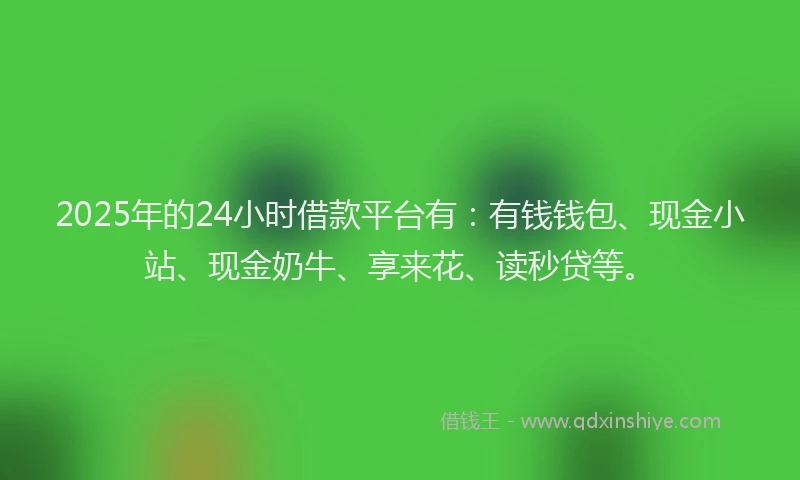 2025年的24小时借款平台有：有钱钱包、现金小站、现金奶牛、享来花、读秒贷等。