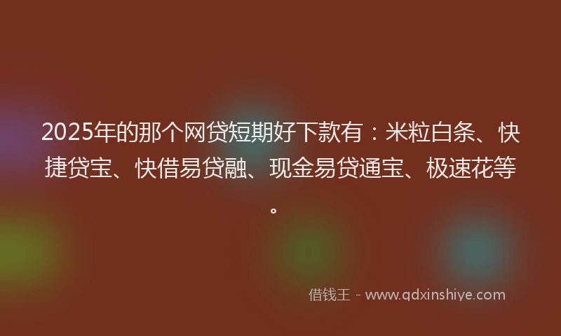 2025年的那个网贷短期好下款有：米粒白条、快捷贷宝、快借易贷融、现金易贷通宝、极速花等。