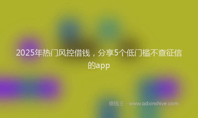 2025年热门风控借钱，分享5个低门槛不查征信的app
