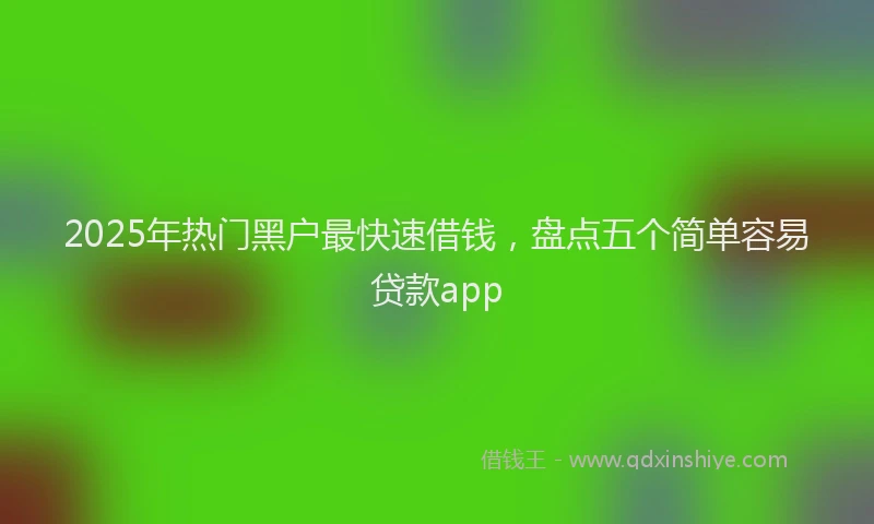 2025年热门黑户最快速借钱，盘点五个简单容易贷款app