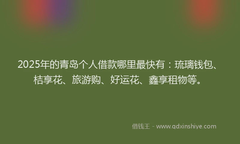 2025年的青岛个人借款哪里最快有：琉璃钱包、桔享花、旅游购、好运花、鑫享租物等。
