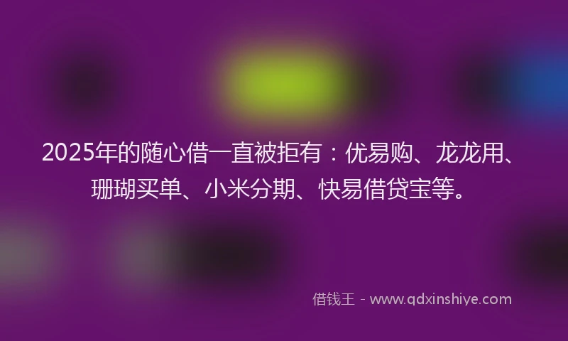2025年的随心借一直被拒有:优易购、龙龙用、珊瑚买单、小米分期、快易借贷宝等。
