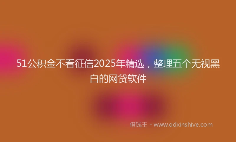 51公积金不看征信2025年精选，整理五个无视黑白的网贷软件