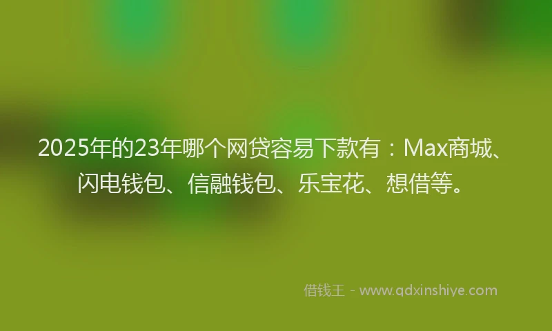 2025年的23年哪个网贷容易下款有：Max商城、闪电钱包、信融钱包、乐宝花、想借等。