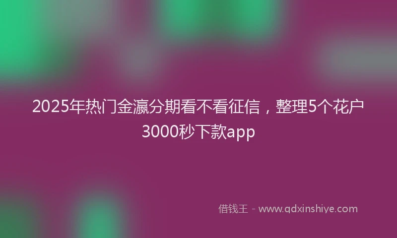 2025年热门金瀛分期看不看征信，整理5个花户3000秒下款app