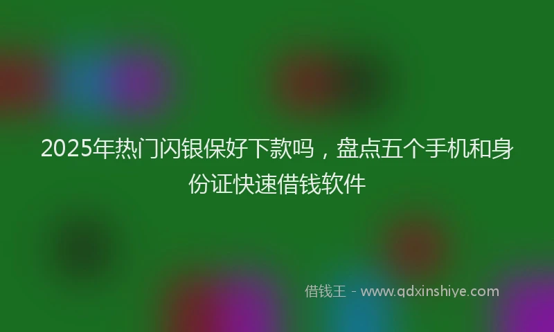 2025年热门闪银保好下款吗，盘点五个手机和身份证快速借钱软件