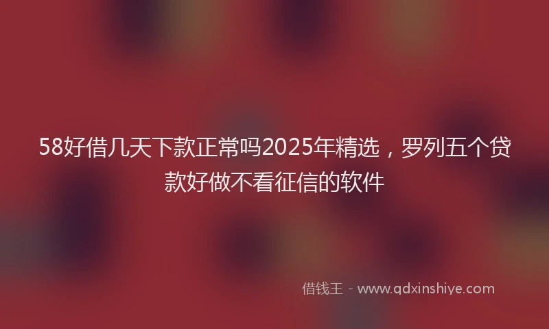 58好借几天下款正常吗2025年精选，罗列五个贷款好做不看征信的软件