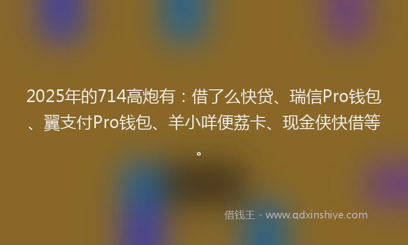 2025年的714高炮有：借了么快贷、瑞信Pro钱包、翼支付Pro钱包、羊小咩便荔卡、现金侠快借等。