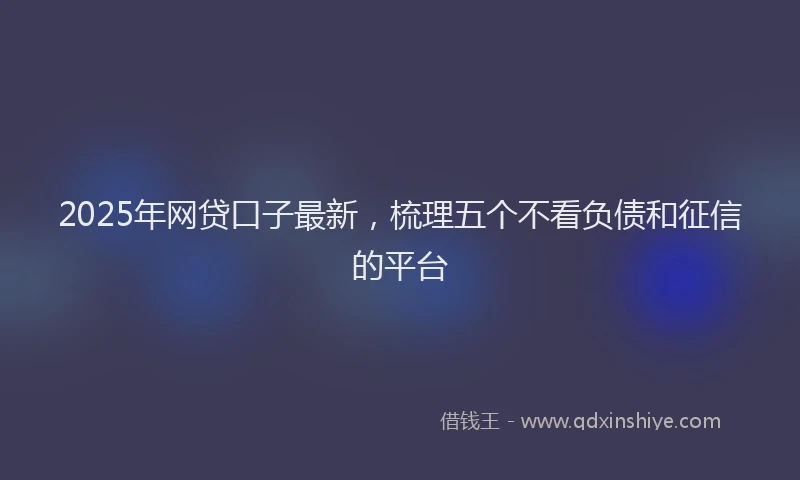 2025年网贷口子最新，梳理五个不看负债和征信的平台